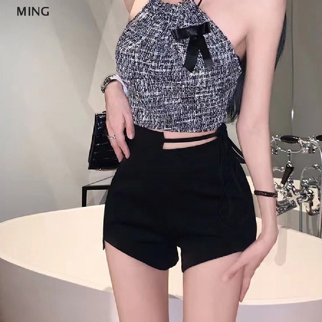 Quần Short Lưng Cao Ống Rộng Màu Trơn Thời Trang Mùa Hè