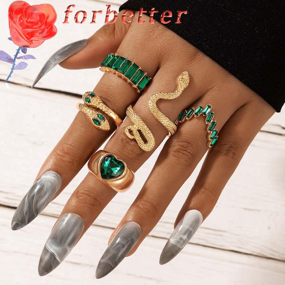 Bộ Nhẫn Hợp Kim Hình Rắn / Trái Tim Phong Cách Gothic Cổ Điển Có Thể Điều Chỉnh Cho Nam Và Nữ|Nhẫn Kiểu Hàn Quốc Thiết Kế Đơn Giản Cá Tính