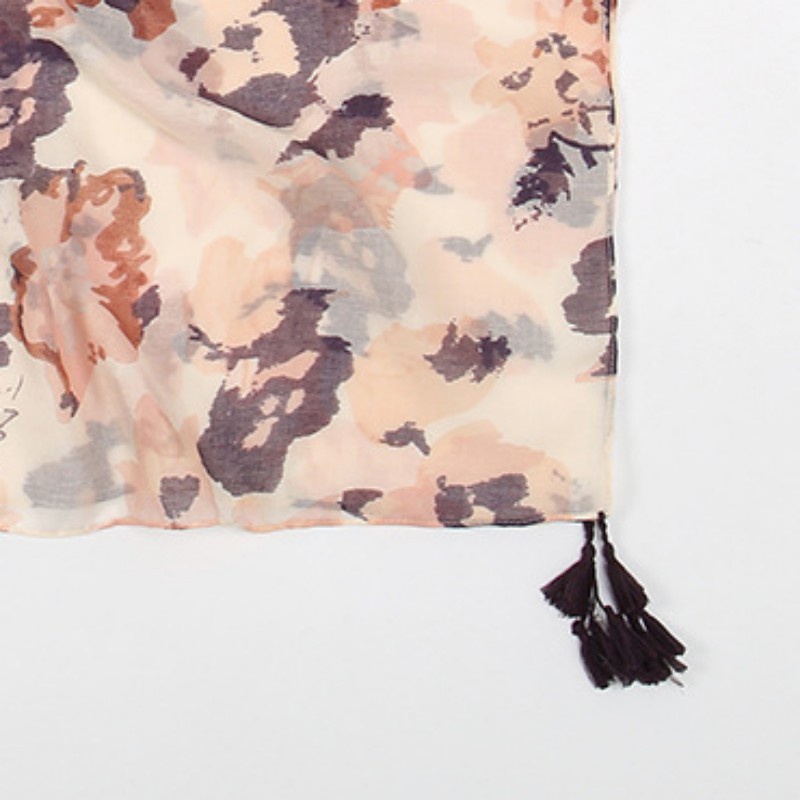 Khăn Choàng Cổ Bằng Cotton Phối Tua Rua In Họa Tiết Phong Cách Retro 180-90cm