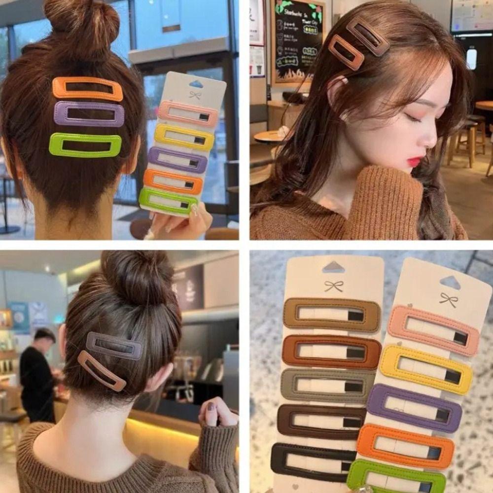 Kẹp Tóc Hình Chữ Nhật Màu Kẹo Ngọt Ngào Dễ Thương Phong Cách Hàn Quốc Cho Nữ