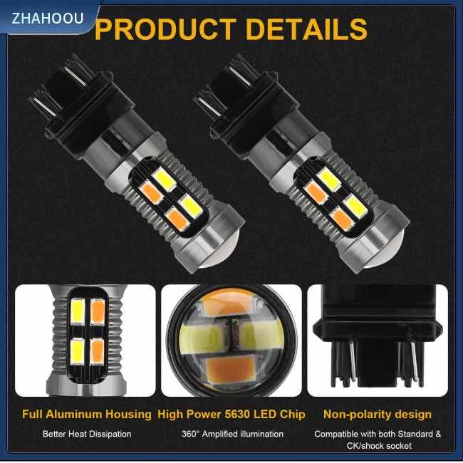 ☃Phụ Kiện Trang Trí Nhà Cửa Độc Đáo Sáng Tạo☃ Set 4 Bóng Đèn Tín Hiệu 3157 3156 4157na 3457a Ánh Sáng Trắng / Hổ Phách Dành Cho Ô Tô