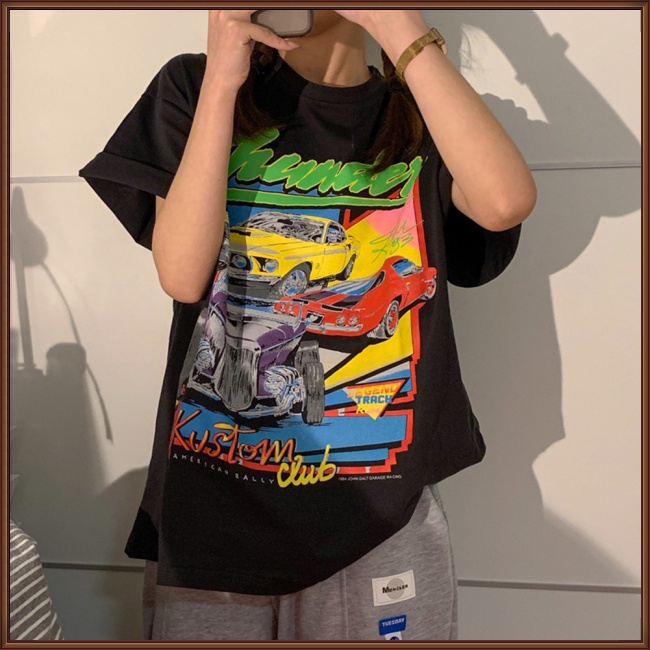 Áo Thun Cotton Tay Ngắn Cổ Tròn In Họa Tiết Thời Trang Cho Nữ