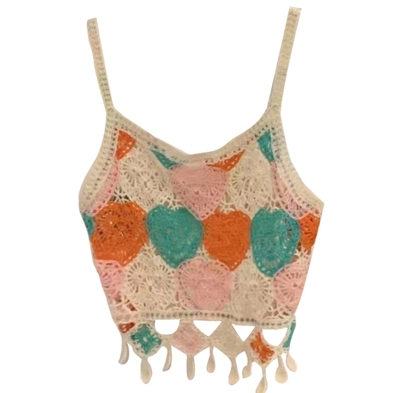 Áo Croptop Hai Dây Dệt Kim Thêu Hoa Xinh Xắn Thời Trang Cho Nữ