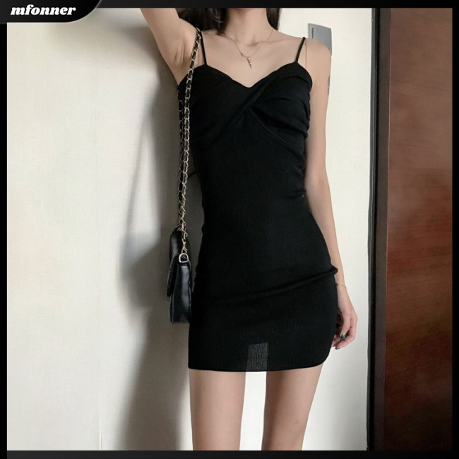 Đầm Chữ A Không Tay Cổ Chữ V Màu Sắc Trơn Quyến Rũ Cho Nữ