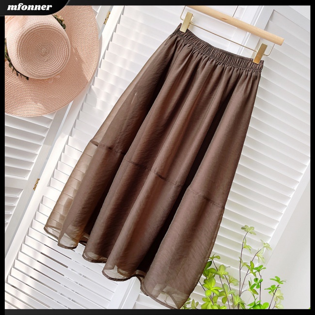 Chân Váy Dài Lưng Thun Cao Màu Sắc Đơn Giản Thanh Lịch Cho Nữ