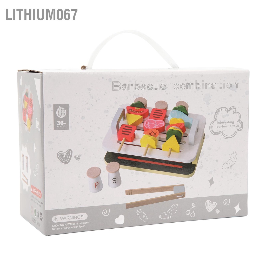 Lithium067 Gỗ Mô Phỏng Bộ Nướng Nhập Vai Trò Chơi Nấu Ăn Đồ Giả Vờ Bằng Trí Tưởng Tượng