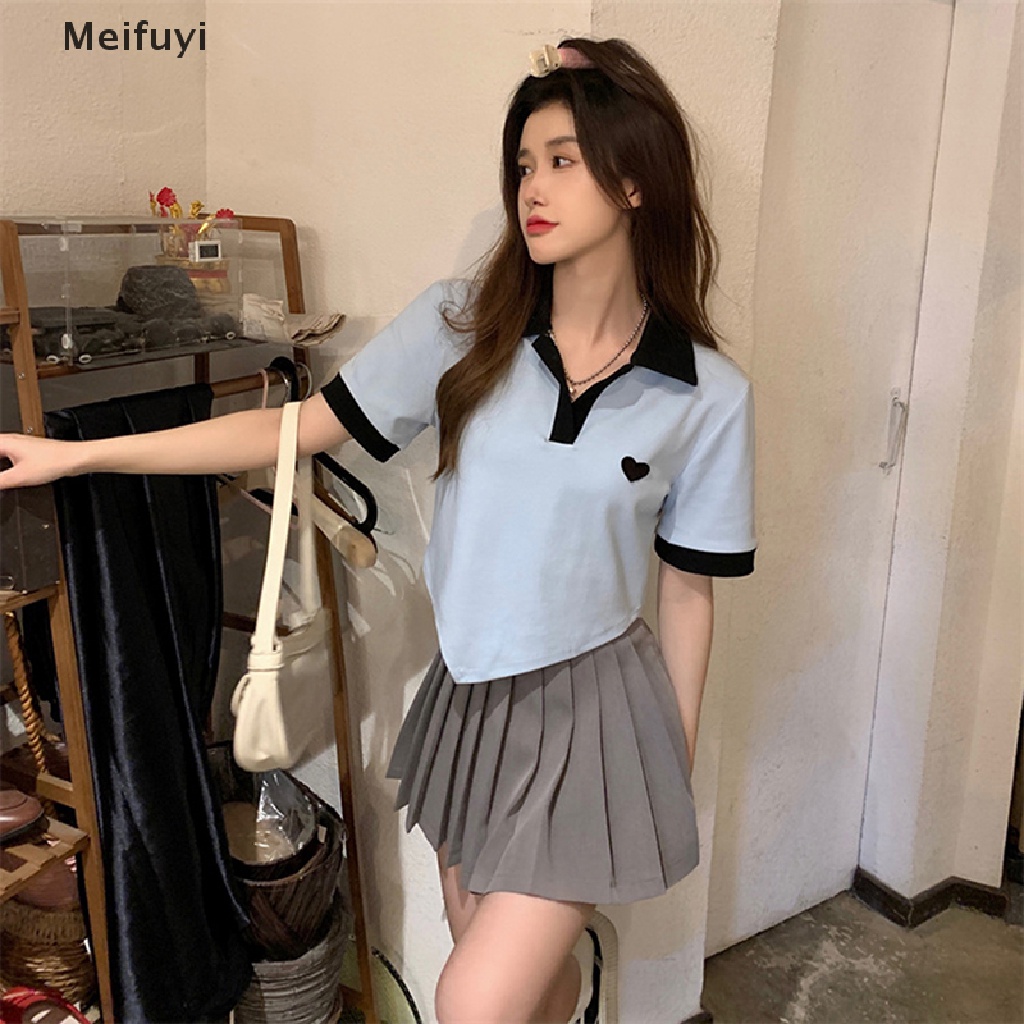 Áo Thun Crop Top Tay Ngắn Màu Sắc Tương Phản Thời Trang Mùa Hè Cho Nữ