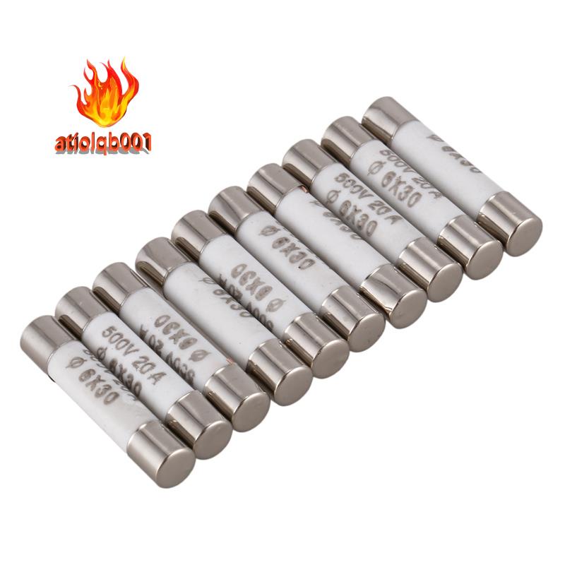 Set 10 Cầu Chì Gốm 500V 6mmx30mm 20A Chuyên Dụng