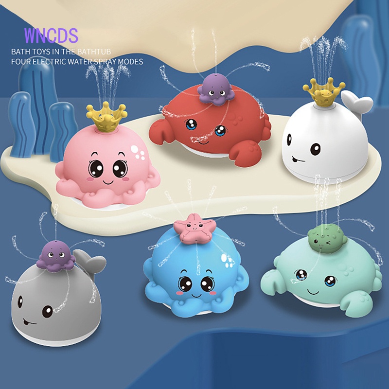Đồ Chơi Phun Nước Hình Bạch Tuộc / Cua / Cá Voi Có Đèn Led Và Nhạc Cho Bé Khi Tắm