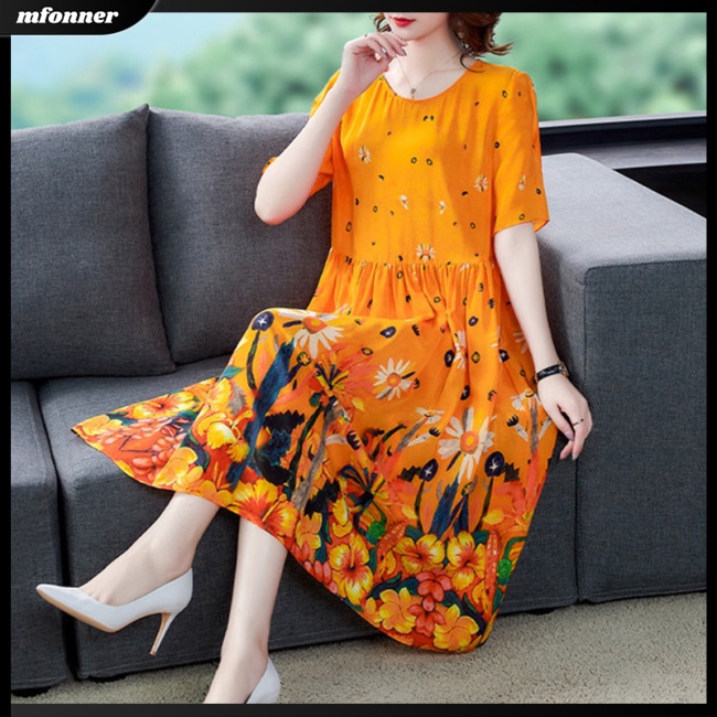 Đầm Tay Ngắn Dáng Rộng Plus Size Thời Trang Cho Nữ