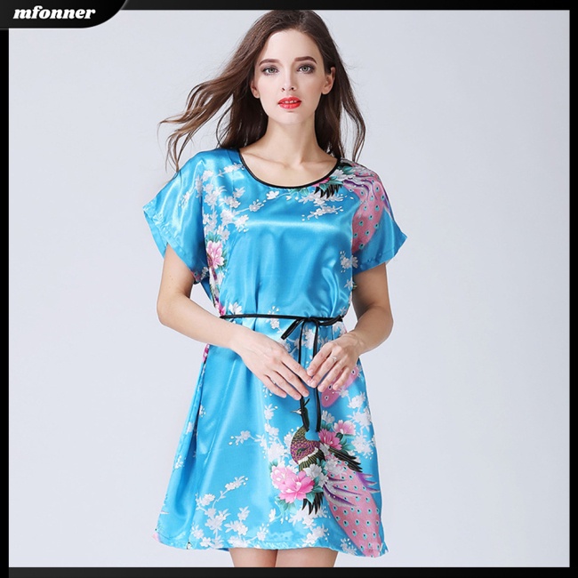 Đầm Ngủ Lụa Ngắn Tay Thời Trang Gợi Cảm Cho Nữ