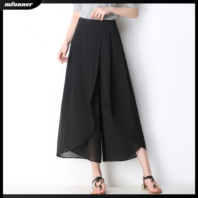 Quần Chiffon Ống Rộng Lưng Cao Kiểu Dáng Đơn Giản Thời Trang Dành Cho Nữ