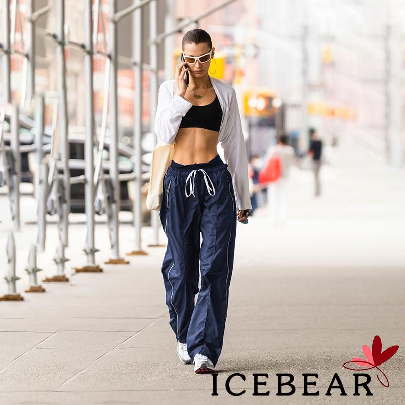 Quần Dài Lưng Thun Ống Suông Cột Dây Màu Sắc Tương Phản Thời Trang Cho Nữ Size S / M / L