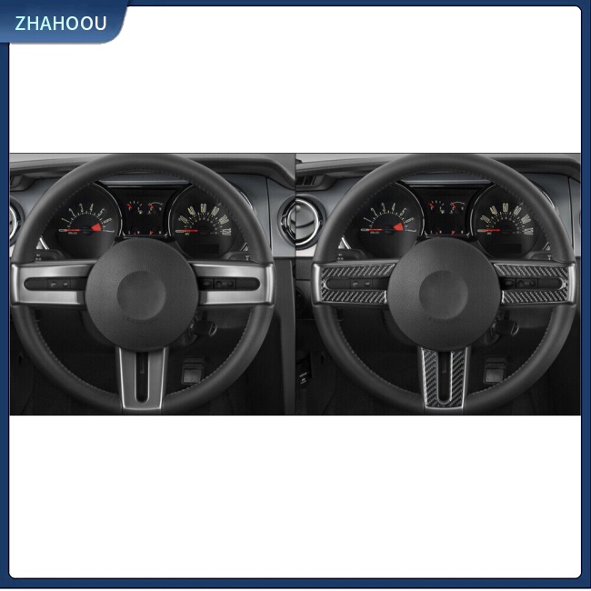 ☃Nhà Cửa☃ Bộ 3 Miếng Dán Trang Trí Nút Vô Lăng Xe Hơi Ford 05-09 Mustang Bằng Sợi Carbon