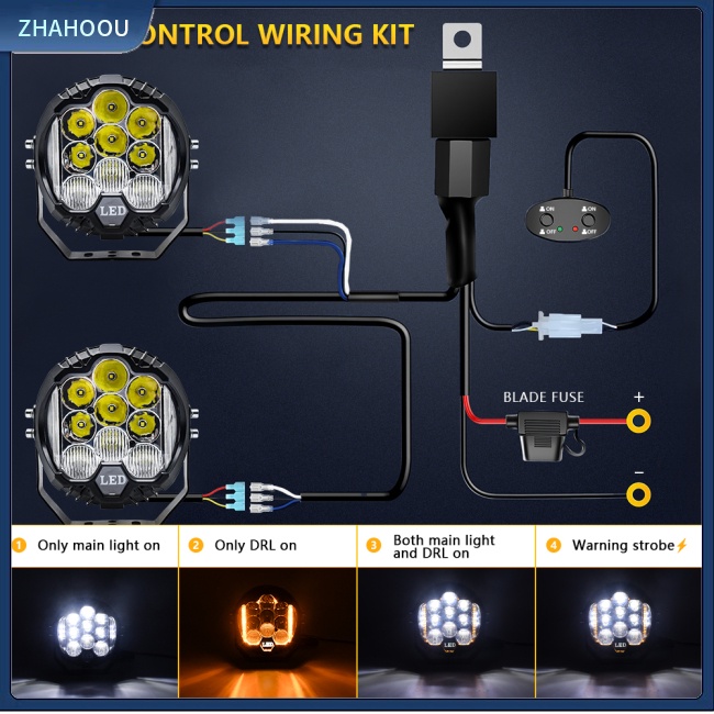 ☃Nhà Cửa☃ Đèn Pha Led 7 Inch 30000lm 6000k 300w Bằng Hợp Kim Nhôm Chống Thấm Nước Cho Xe Mô Tô