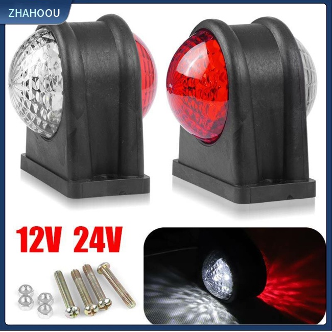 ☃Nhà Cửa☃ Bộ 2 Đèn Led Tín Hiệu Hai Mặt Ánh Sáng Trắng / Đỏ Cho Xe Tải