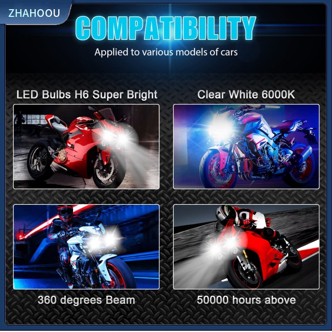 ☃Nhà Cửa☃ Set 2 Bóng Đèn Pha H6 6000k Ánh Sáng Trắng Dành Cho Xe Mô Tô