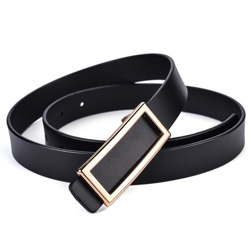 Thắt Lưng Da Bò Có Khóa Hình Chữ Nhật Thời Trang Cho Nữ