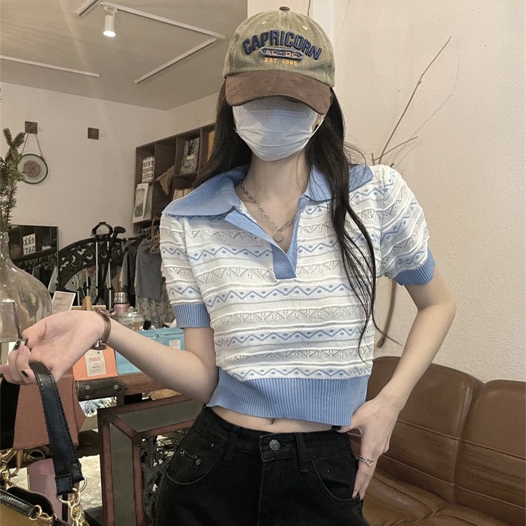 NZN Áo Croptop Dệt Kim Kẻ Sọc Thời Trang Mùa Hè Cho Nữ