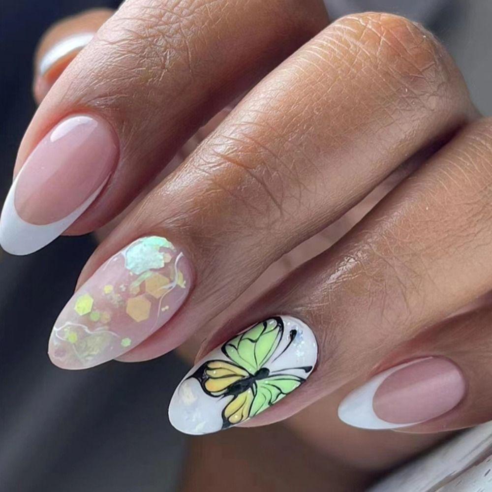 NIUYOU Set 24 Móng Tay Giả Hình Bướm