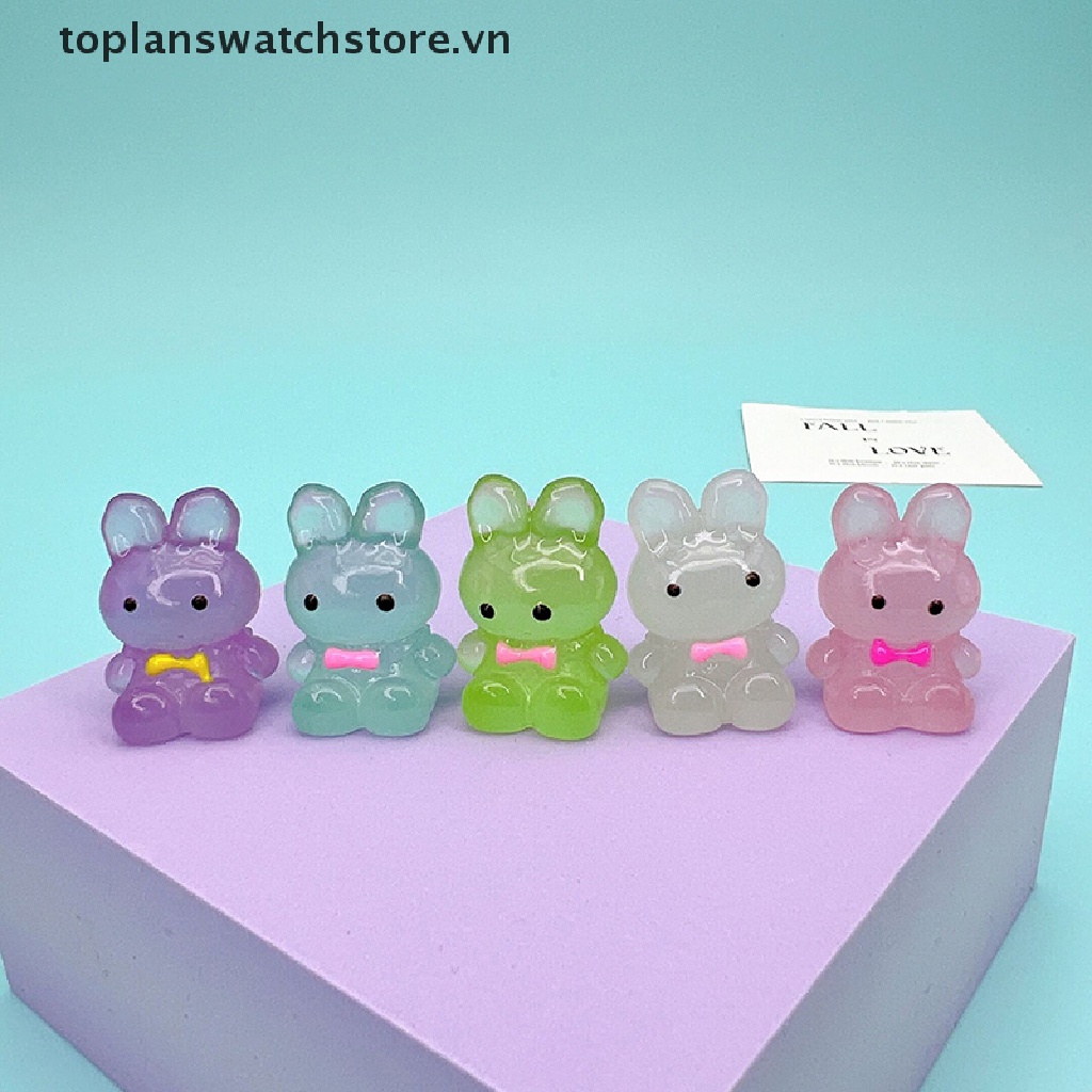 Set 5 Mô Hình Thỏ Dạ Quang Trang Trí Tiểu Cảnh
