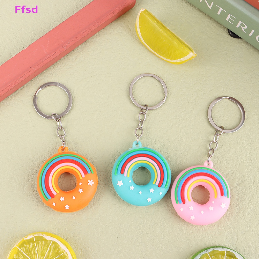 {Ffsd} Móc Khóa Trang Trí Túi Xách Hình Bánh Donut Hoạt Hình Ngọt Ngào