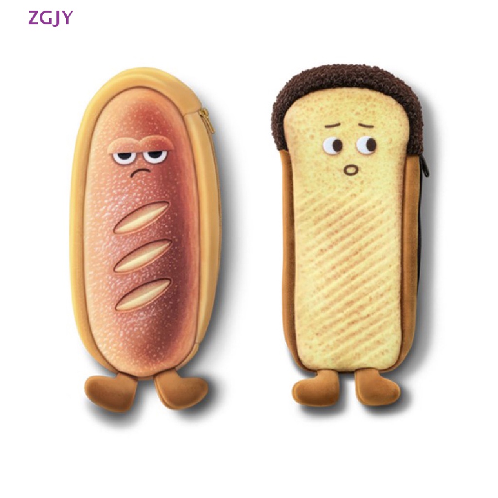 Túi Đựng Bút Hình Bánh Mì Có Khóa Kéo Sức Chứa Lớn Dễ Thương Mới