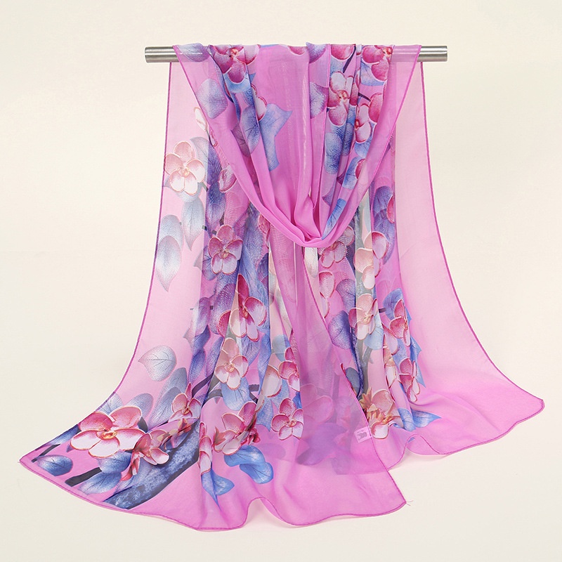 Khăn Quàng Cổ Chiffon 150-50cm In Họa Tiết Hoa Nhiều Màu Sắc Thời Trang Xuân Hè Cho Nữ