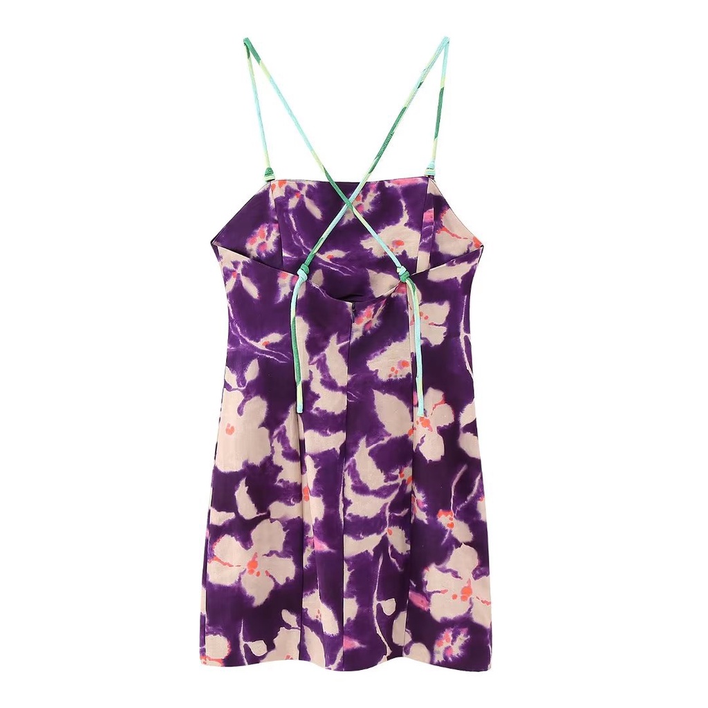 Đầm Vải Lanh In Hoa Phong Cách Âu Mỹ Thời Trang Xuân Hè Mới 2023 B3449