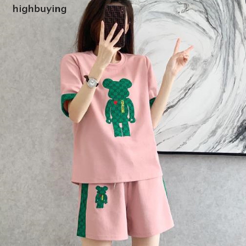 Set Áo Thun Ngắn Tay Và Quần Short Thể Thao Thời Trang Mùa Hè Cho Nữ