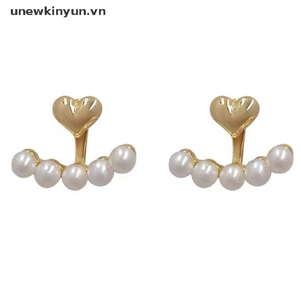 1 Cặp Bông Tai Hình Trái Tim Bằng Kim Loại Đính Ngọc Trai Nhân Tạo Phong Cách Hàn Quốc Thời Trang Dành Cho Nữ