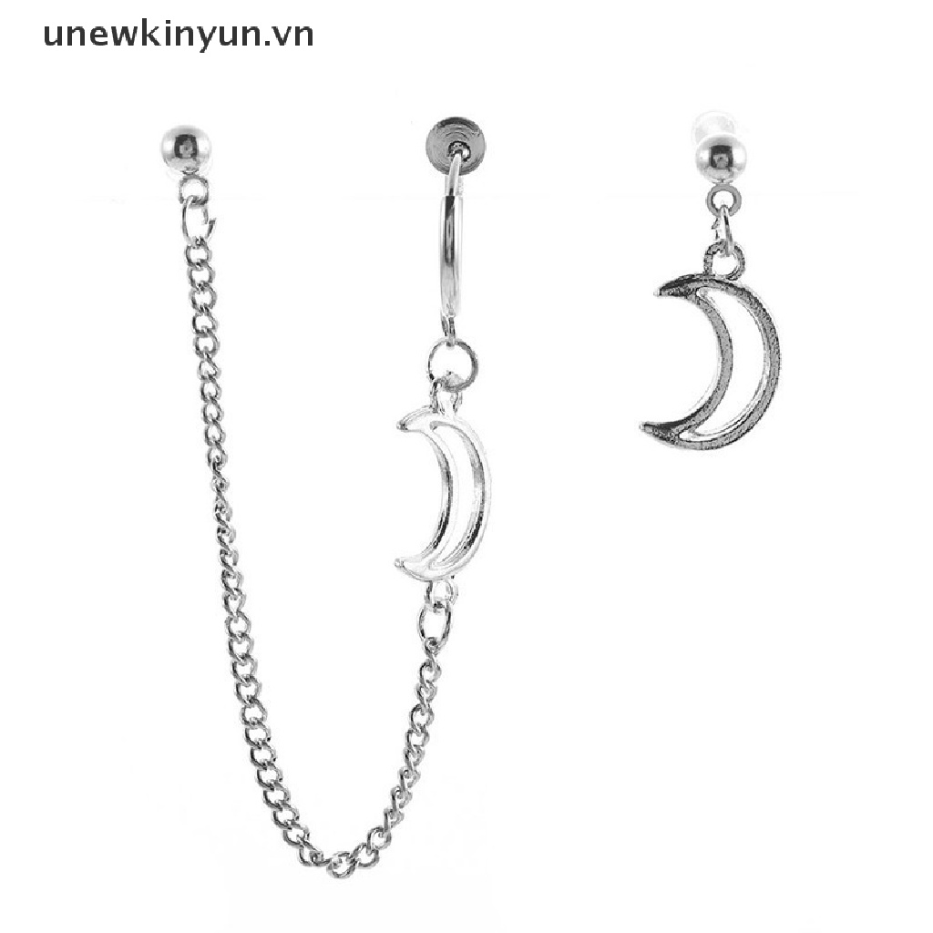 Bông Tai Hình Mặt Trăng Thiết Kế Bất Đối Xứng Thời Trang Cho Nữ