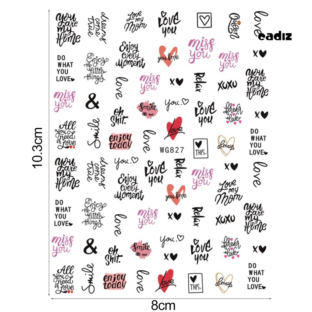 Miếng Dán Trang Trí Móng Tay Tự Dính Không Để Lại Dấu Vết Chủ Đề Ngày Lễ Tình Nhân