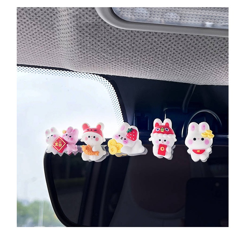 Car Interior Decoration Ornament Automobile Hanging Ornament Dashboard Display Screen Auspicious Rabbit Car Accessories Small Animal Doll 1sFb