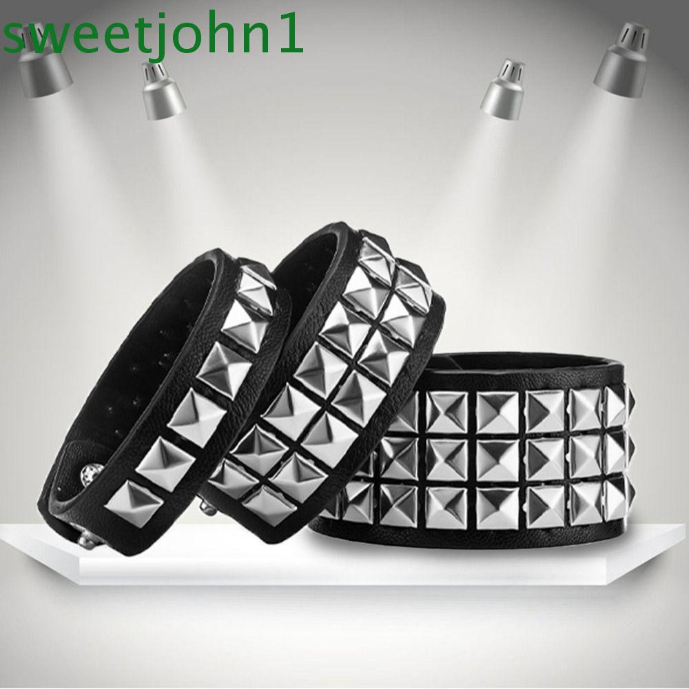 Vòng Tay Da Bản Rộng Đính Đinh Tán 1 / 2 / 3 Hàng Sáng Tạo Phong Cách Gothic Hàn Quốc Dành Cho Nam Nữ