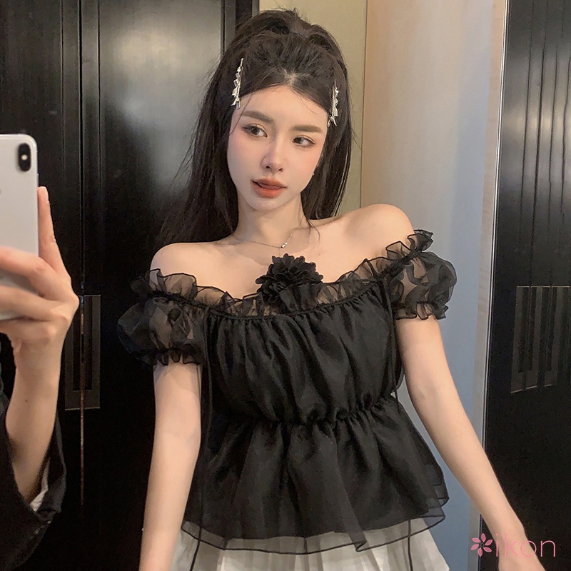 Áo Croptop Chất Chiffon Hoạ Tiết Hoa 3D Màu Sắc Ngọt Ngào