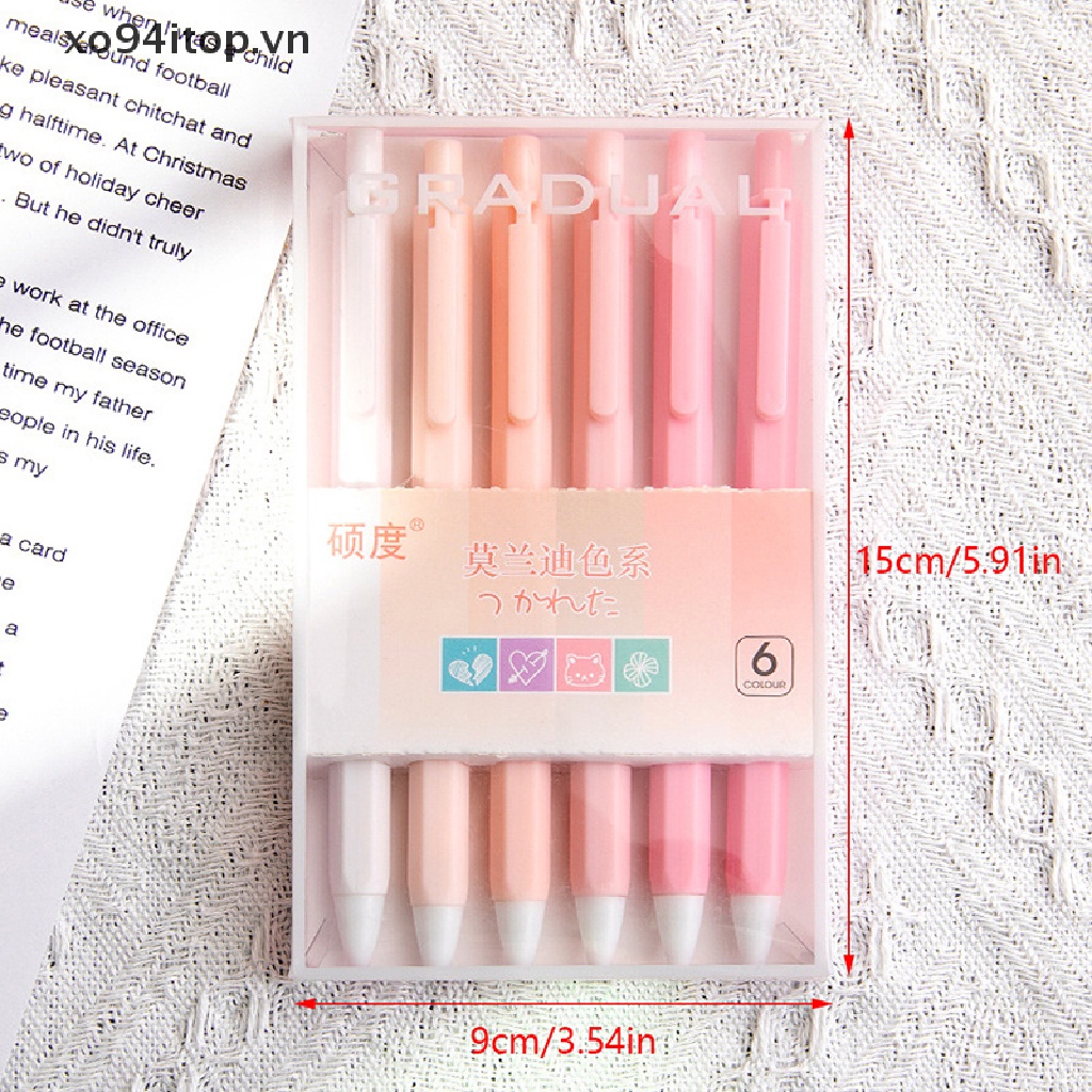 Set 6 Bút Bi Mực Đen Ngòi 0.5mm