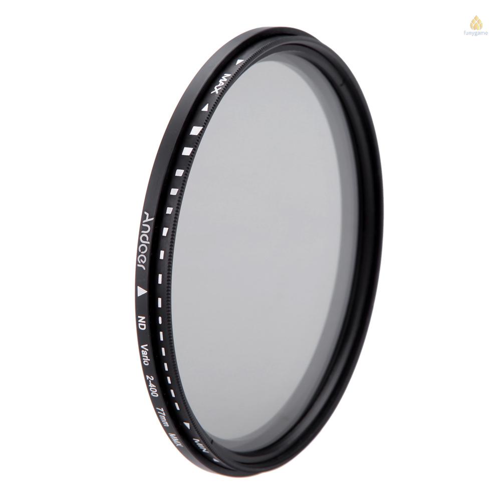 Kính Lọc Máy Ảnh Andoer 77mm ND2 Sang ND400 Cho Máy Ảnh DSLR