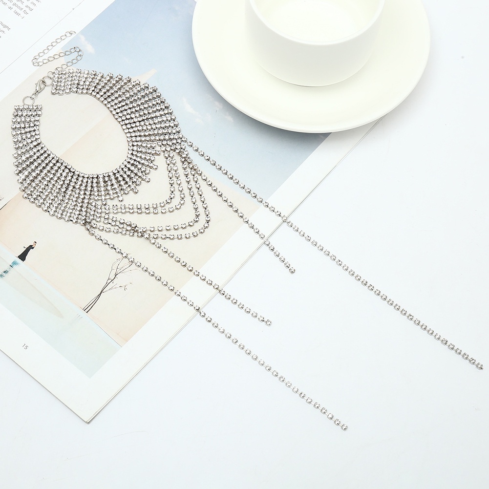 Vòng Cổ Choker Đính Đá Phối Tua Rua Thời Trang