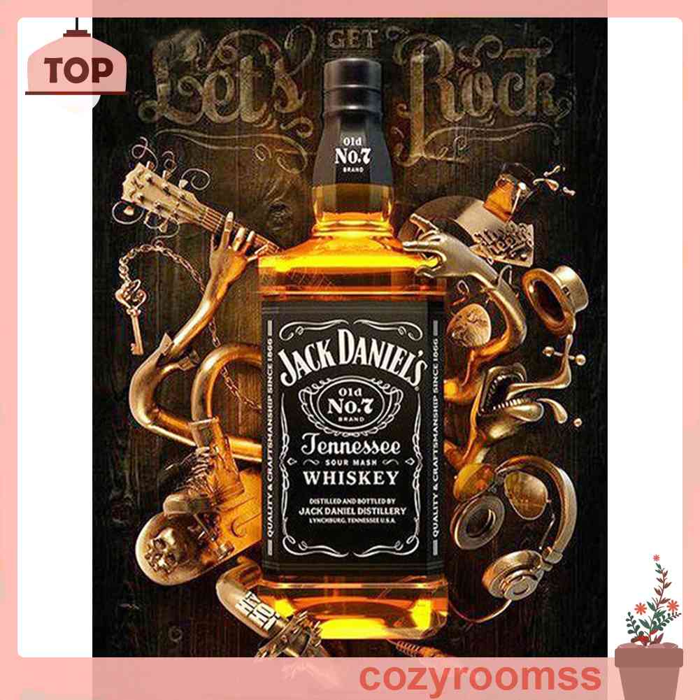 Tranh Thêu Trang Trí Thủ Công 30x40cm Hình Rượu Whisky (Mũi Thêu Hình X)