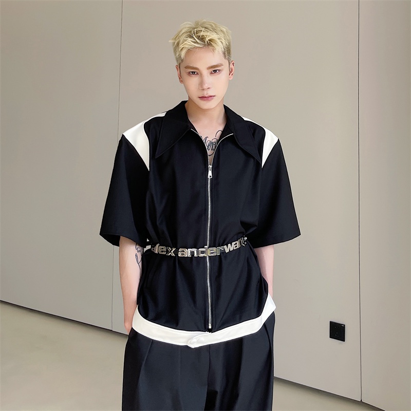 Áo Sơ Mi Tay Ngắn Dáng Rộng Có Khóa Kéo Thời Trang Mùa Hè 2023 Sang Trọng Cho Nam