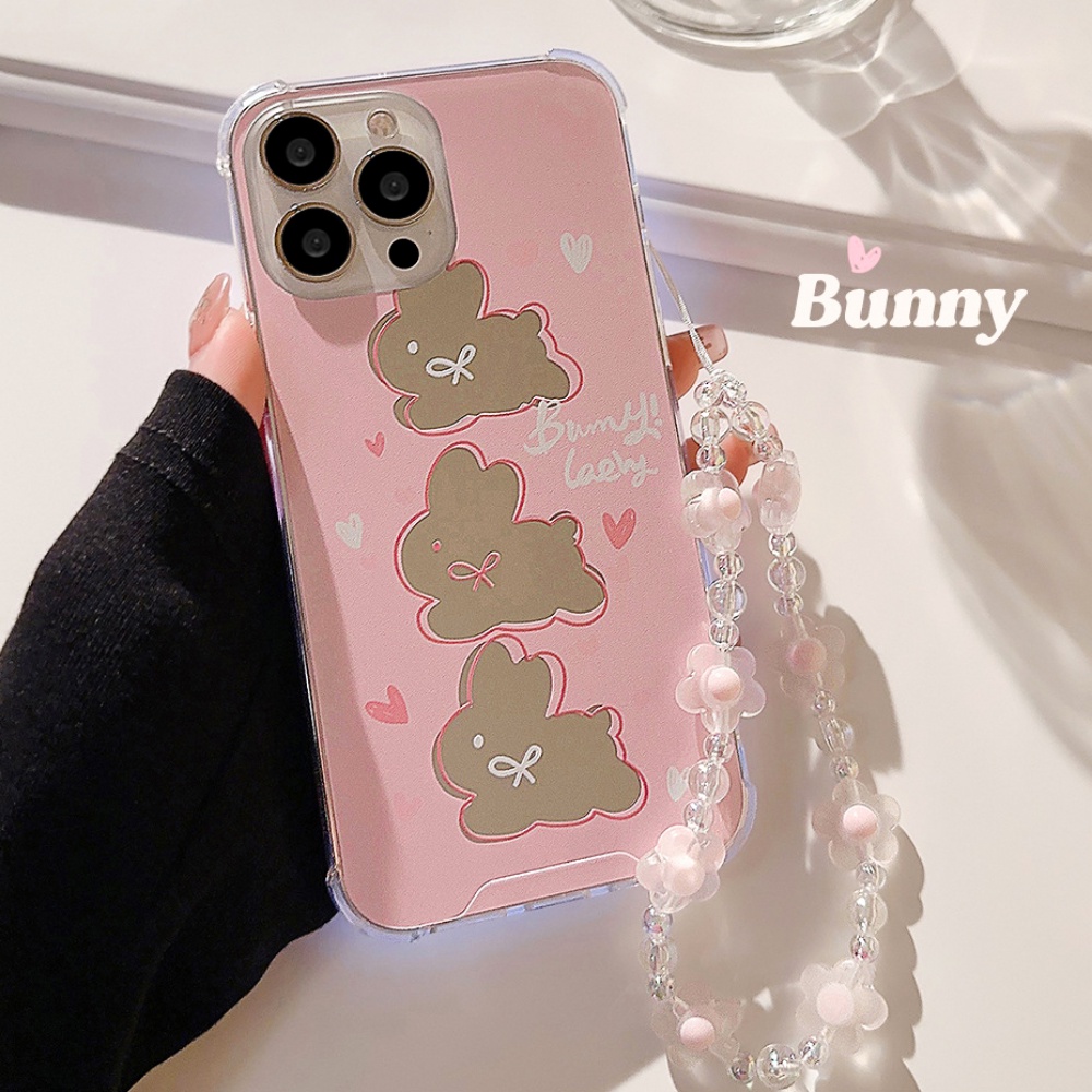 Ốp Điện Thoại TPU Mềm Chống Sốc Gắn Gương Hình Thỏ Dễ Thương Cho IPhone 14 13 12 11 Pro Max X XR 8 7 Plus SE