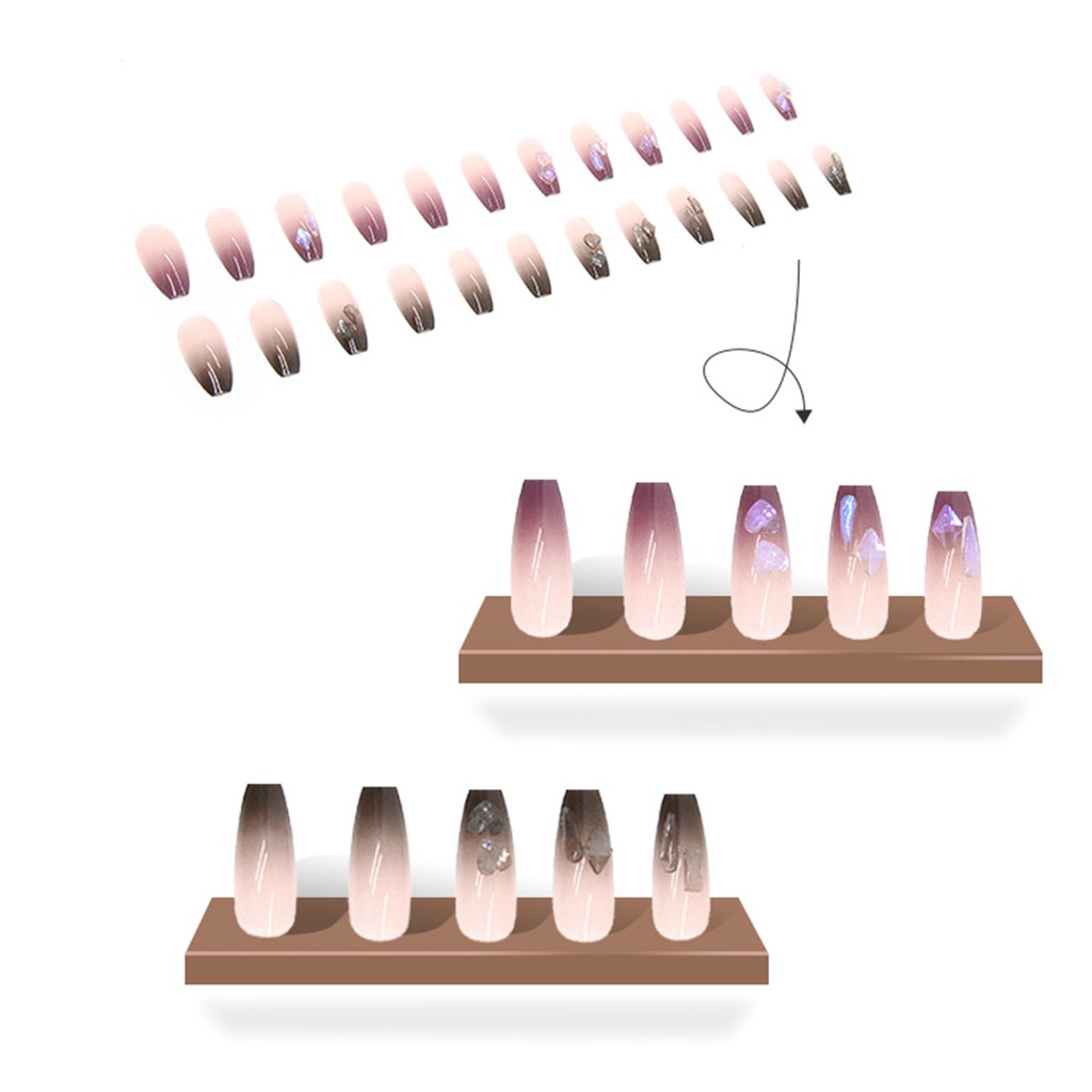 1 Bộ Móng Tay Giả Có Thể Tái Sử Dụng Không Phai Chống Rơi Kèm Keo Dán Nhiều Màu Sắc