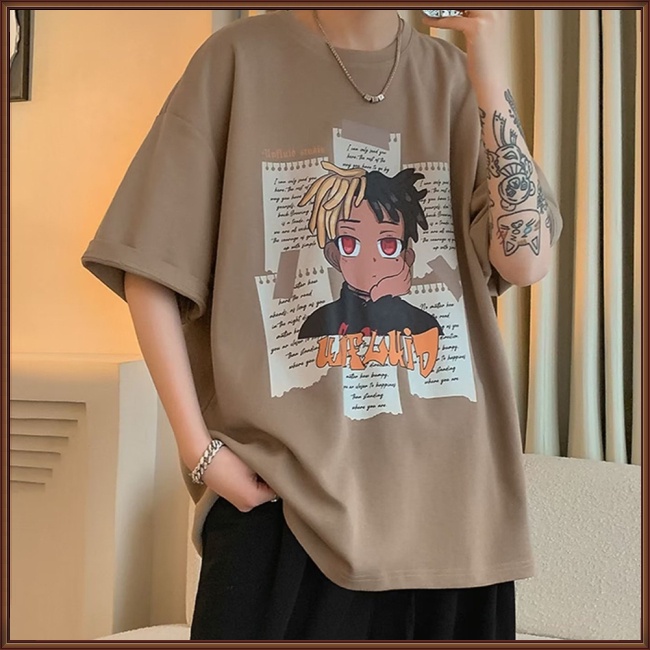 Áo Thun Tay Ngắn Cổ Tròn In Họa Tiết Hoạt Hình Phong Cách Retro Thời Trang Mùa Hè Cho Nam