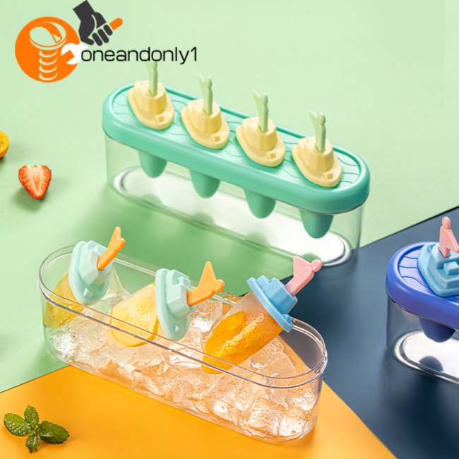 Bộ Khuôn Làm Kem Que Thủ Công Dễ Lắp Đặt Kèm 4 Que Kem Có Thể Tái Sử Dụng