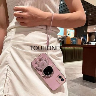 For Apple Ốp Điện Thoại iPhone 12 Pro Max Ốp Lưng iPhone 14 Pro Max Case iPhone 14 Plus Case iPhone 13 Mini Case Fashion Silicone Cute Cool Anime Astronaut Stand Phone Cover Cassing Case With Rope TG