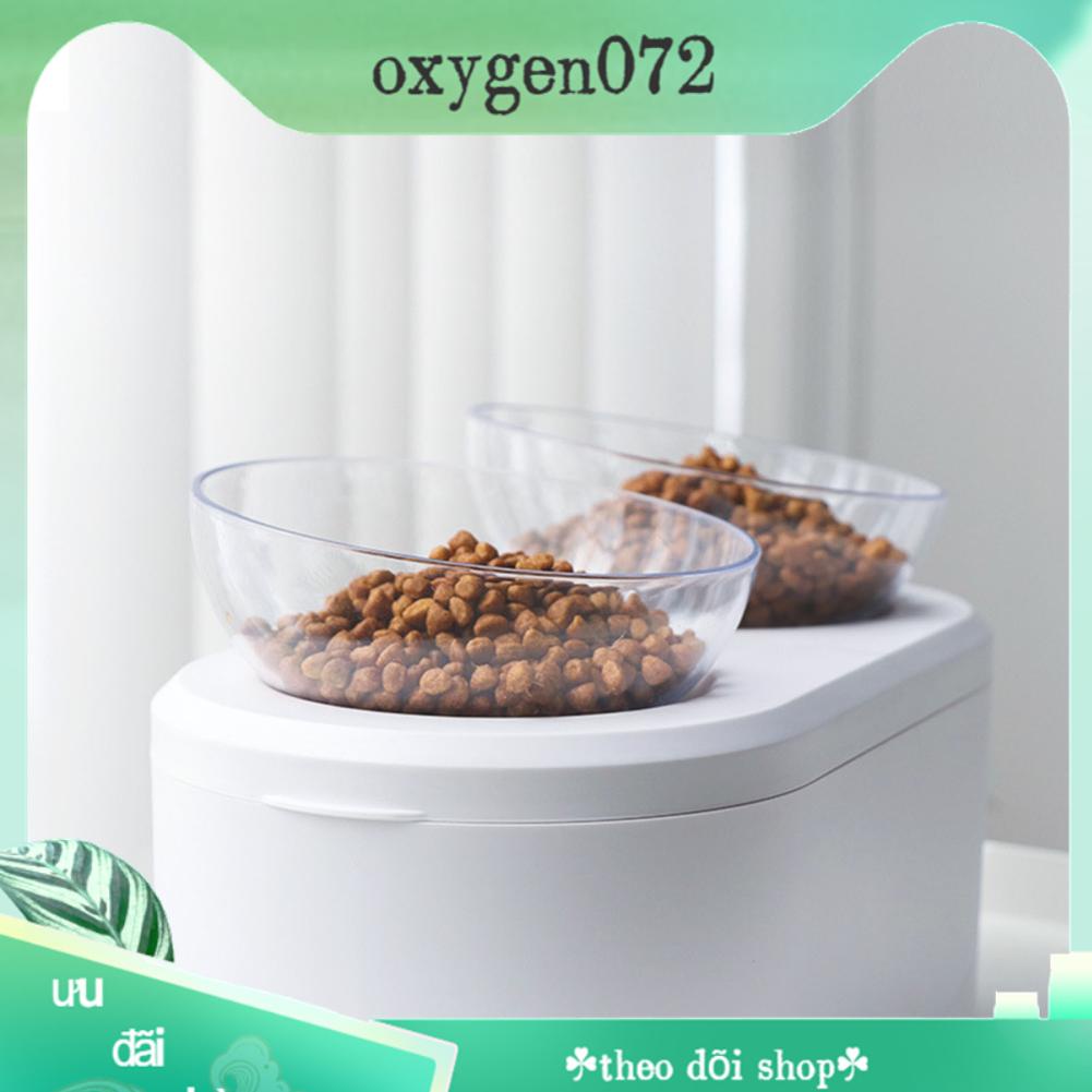 Oxygen072 Pet Double Bowl Bảo quản thực phẩm Miệng xiên Có thể tháo rời Đế có giặt được Nâng cao 2 lần Sử dụng Không Rollover