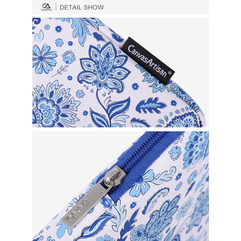 CanvasArtisan Túi Da Đựng Laptop Chống Thấm Nước Họa Tiết Hoa Cho Macbook Air Pro M1 M2 Acer Dell 11 12 13 14 15 inch