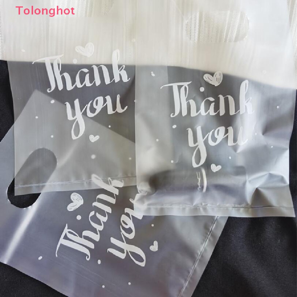 Set 100 Túi Nhựa Mini Đựng Kẹo In Chữ Thank you Xinh Xắn