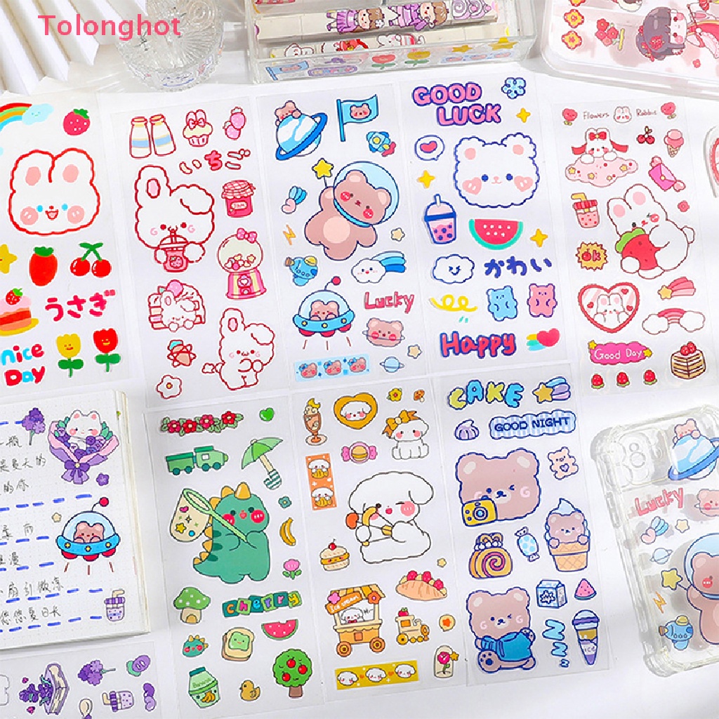 Bộ 5 Tấm Sticker Dán Trang Trí Hình Động Vật Hoạt Hình Chống Nước Không Để Lại Dấu Vết